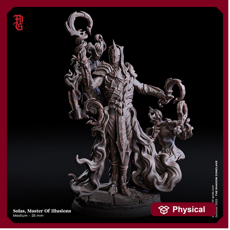 Wizard Illusionist, Warlock, Sorcerer PC NPC | 28mm, 32mm,54mm, 75mm, 100mm Scale Resin Miniature | Dungeons and Dragons | Flesh of Gods - Only-Games