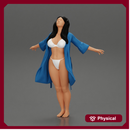 Sexy woman in Bikini and night robe opening Arms To the Sky