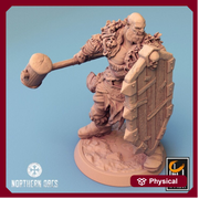 Orc Fighter Barbarian Battle Hammer and Shield, Half-Orc | Scales: 28mm,32mm ,,54mm,75mm,100mm  Megaboss | Dungeons & Dragons 5e |Pathfinder - Only-Games