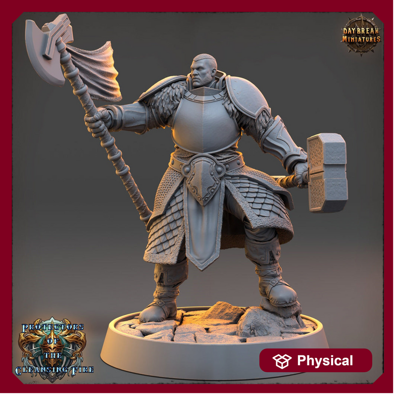 Oath of Devotion Paladin, Cleric PC Unpainted  | 28mm,32mm,54mm,75mm,100mm Scales | Dungeons and Dragons | Pathfinder | Daybreak Miniatures - Only-Games