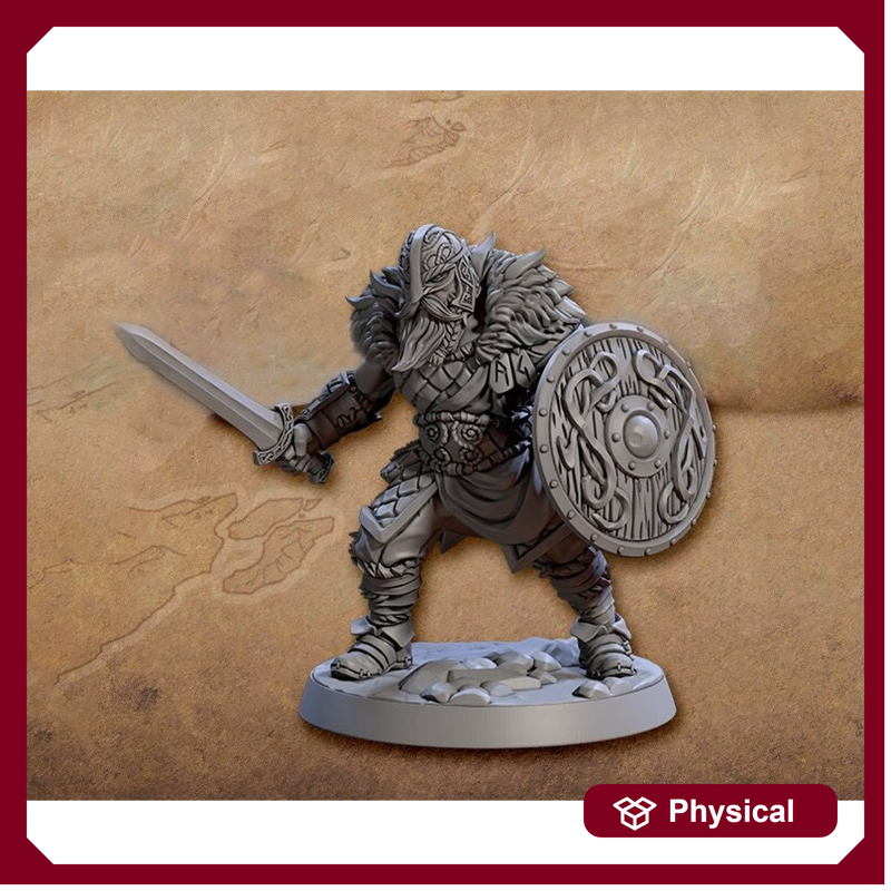 Northman Ranger Fighter Sword Shield | 28mm, 32mm, 54mm,75mm,100mm Scale Resin Miniature Dungeons and Dragons D&D Pathfinder | Artisan Guild - Only-Games