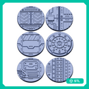 Sci-Fi Factory Floor Base Toppers – 32mm Round Bases