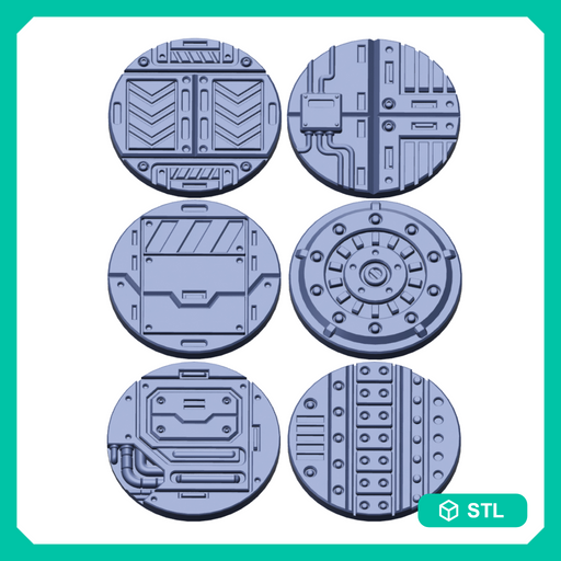 Sci-Fi Factory Floor Base Toppers – 32mm Round Bases - Only-Games