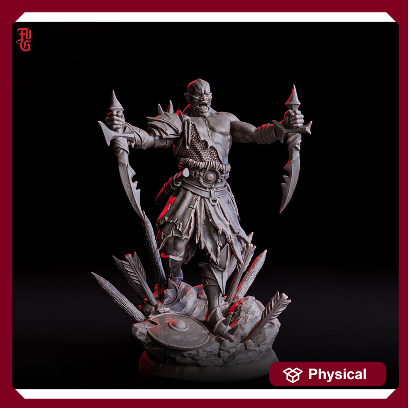 Orc Fighter Barbarian Dual Swords D&D 5e | Scales: 28mm, 32mm ,54mm, 75mm,100mm  Megaboss | Dungeons and Dragons | Pathfinder - Only-Games
