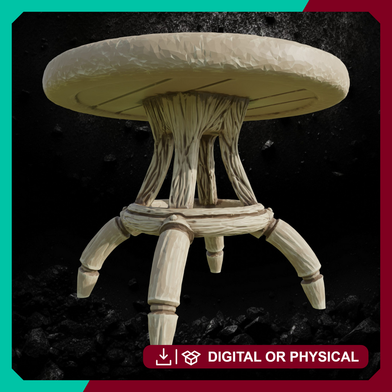 Wood Table 4 - Rustic Dining Table STL for DnD & Wargaming