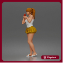 woman Drinking In Camisole Ruffled Mini Skirt Slides