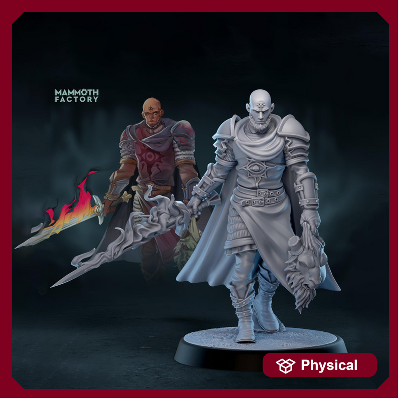 Dark Paladin Miniature with Flaming Sword | Fallen Knight PC NPC | DnD UNPAINTED Resin - Only-Games