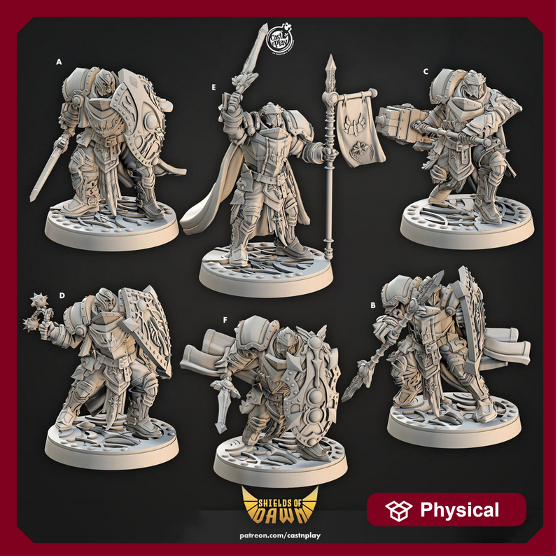Paladins Fighters Clerics Full Plate mail D&D 5e Miniatures | Dungeons n Dragons|28mm,32mm,54mm,75mm,100mm | Pathfinder |Unpainted|CastnPlay - Only-Games