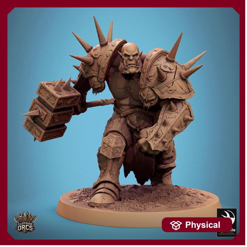 Orc Fighter Barbarian Battle Hammer, Half-Orc | Unpainted Scales: 28mm,32mm ,,54mm,75mm,100mm  Megaboss | Dungeons & Dragons 5e |Pathfinder - Only-Games
