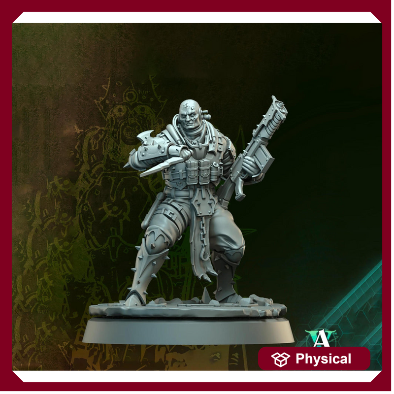 Grimdark Sci-Fi Soldier Hell Platoon Miniature, OPR Proxy, 3D Printed Tabletop Wargaming Mini - Only-Games