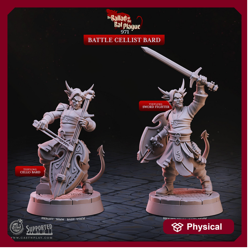 Battle Cellist Bard - The Ballad of the Rat Plague - CastNPlay - Terrain Wargaming D&D DnD 28mm 32mm 40mm 54mm