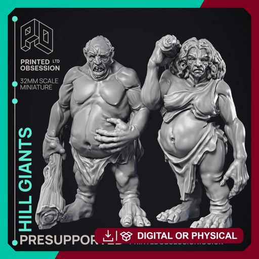 Hill giants - 2 Models - PRESUPPORTED - 32 mm scale - Only-Games