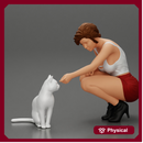Beautiful girl Sit Near Her Cat