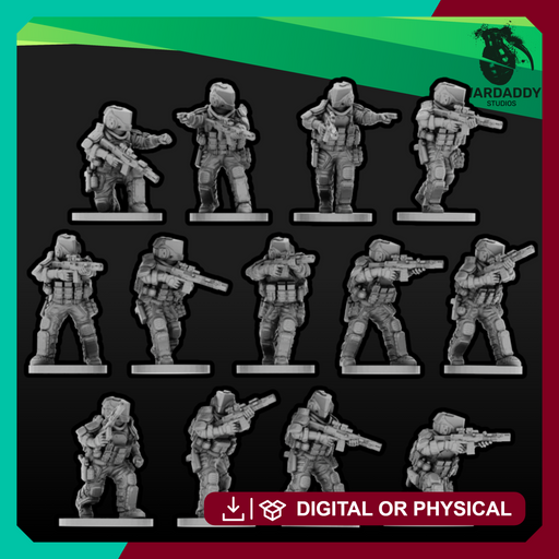 Sci-Fi Future Mercs- Riflemen - Full Helmets (15mm) - Only-Games
