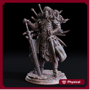 Fighter Battle Master.  Sword Collector | D and D 28mm, 32mm,54mm, 75mm, 100mm Scales also 160mm Statue |Pathfinder |Unpainted Flesh of Gods - Only-Games