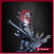 Dwarf Barbarian Fighter Demon Hunter |Unpainted Miniature| 28mm,32mm,54mm,75mm,100mm Scales | Pathfinder Figure | DnD | Figurine unpainted | - Only-Games