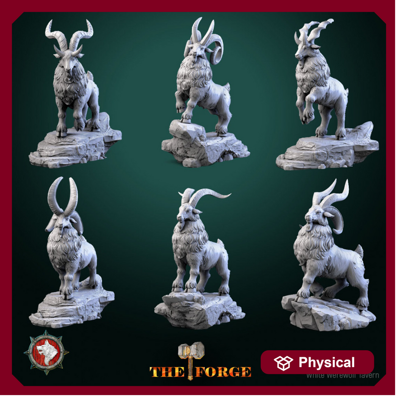 Dwarven Goats set 6 miniatures 32mm