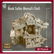 Book Seller Stall w/ NPC Dealer mini  | 28mm, 32mm| Dungeons and Dragons 5e Miniatures | Pathfinder | Figurine | DnD | - Only-Games