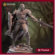 Human Paladin Fighter Sword & Shield | Miniature | 28mm, 32mm, 54mm,75mm, 100mm Scales | Pathfinder Figure | DnD | Figurine unpainted | - Only-Games