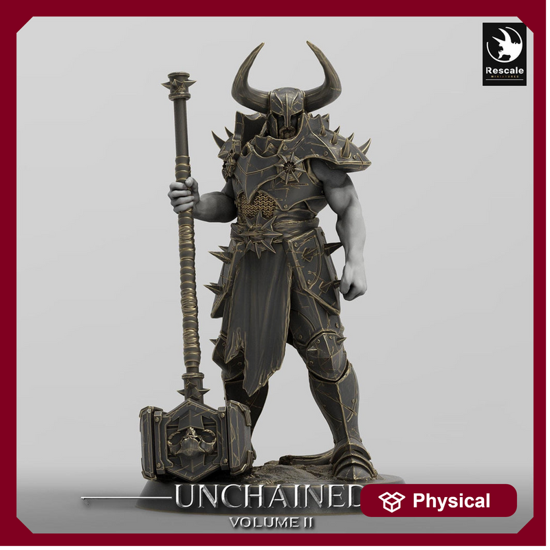 Fighter, Ranger, Barbarian Soldier Big Hammer, DnD Unpainted Miniature| 28mm, 32mm,54mm,75mm,100mm Scales | Dungeons & Dragons - Only-Games