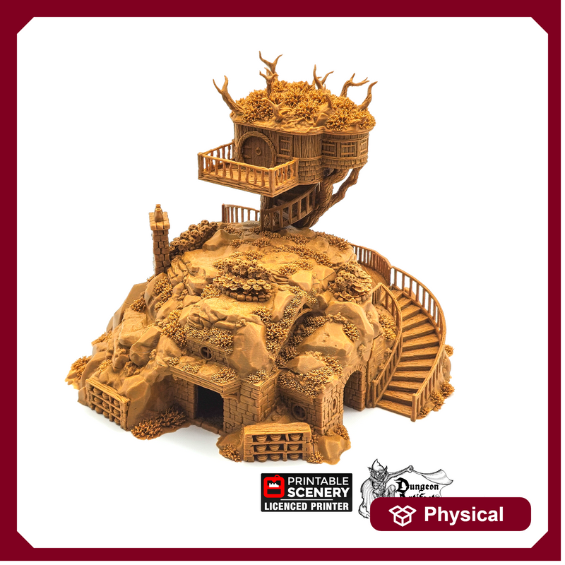 Gardeners Guildhall W/ Treehouse - Rise of the Halflings - Printable Scenery - Terrain, Wargaming, D&D, DnD