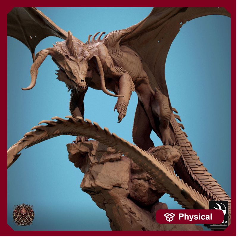 Black Dragon (4 sizes) D&D Unpainted Resin Miniature | 282mm Wing Span, 286mm Height | Great gift Dungeons and Dragons 5e Pathfinder | - Only-Games