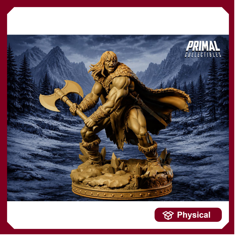 Human Barbarian Miniature DnD Berserker Warrior | Axe Fighter UNPAINTED Resin - Only-Games