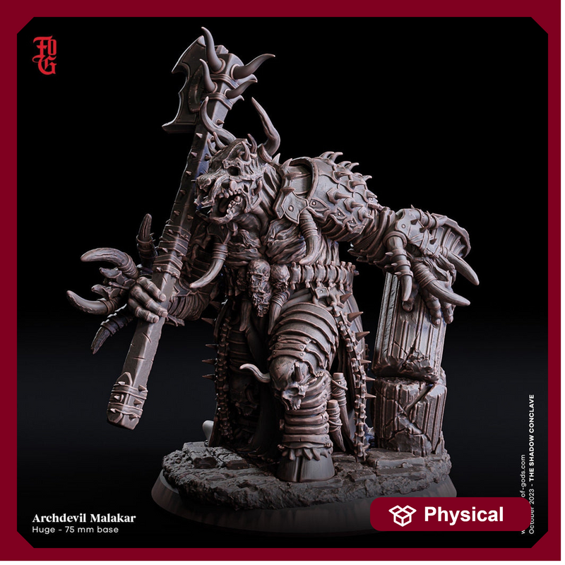 Archdevil Malakar, Demon Lord Fiend | 28mm,32mm,54mm,75mm,100mm Scale  - Boss Monster Mini D&D 5e - Pathfinder Figurine | Flesh of Gods - Only-Games