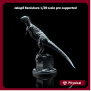 Jakapil Kaniukura watching 1-20 scale dinosaur