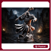Half-Orc Paladin Cleric Miniature | Thaddeus Fortress Mace Warrior | Unpainted Resin - Only-Games