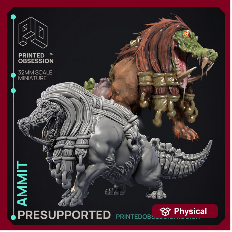 Ammit - Court of Anubis -  PRESUPPORTED - Illustrated and Stats - 32mm scale