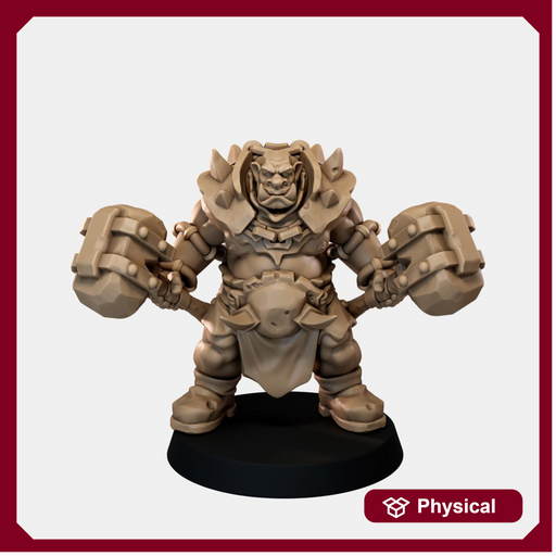 Ogre Crusher Resin Miniature - Dual Hammers Option 1 - "The Ogre Wars" - Only-Games