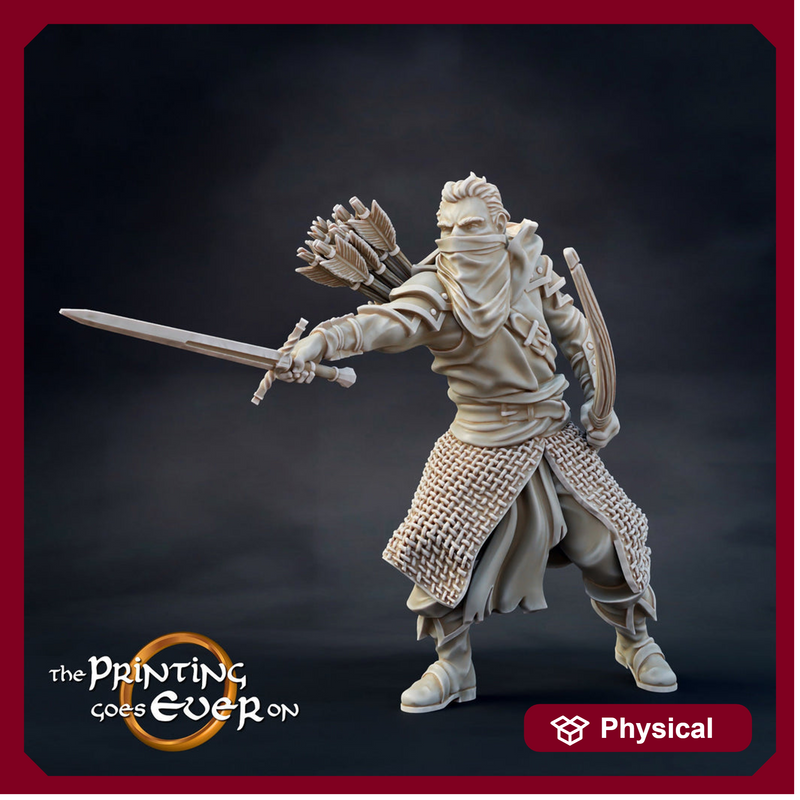 Human Ranger Fighter with Sword | Resin Miniature | 28mm Scale | 32mm Scale | 75mm Scale |Pathfinder Figure | DnD | Figurine unpainted | - Only-Games
