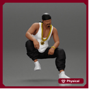 gangster homie in a gold chain and durag is sitting and thinking