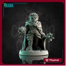 (0175) Male halfling hobbit cleric with bat and sacred symbol