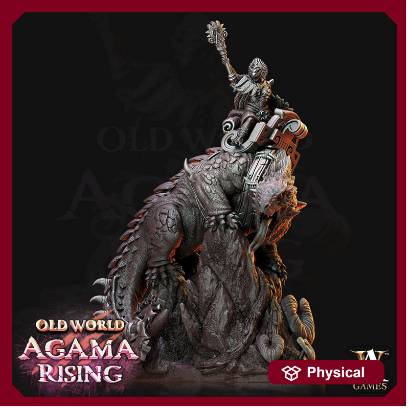 Lizardman mounted on Dinosaur  | 28mm, 32mm, Wargame Proxy Scales, 165mm long | Archvillain Games | Dungeons and Dragons 5e Pathfinder | - Only-Games