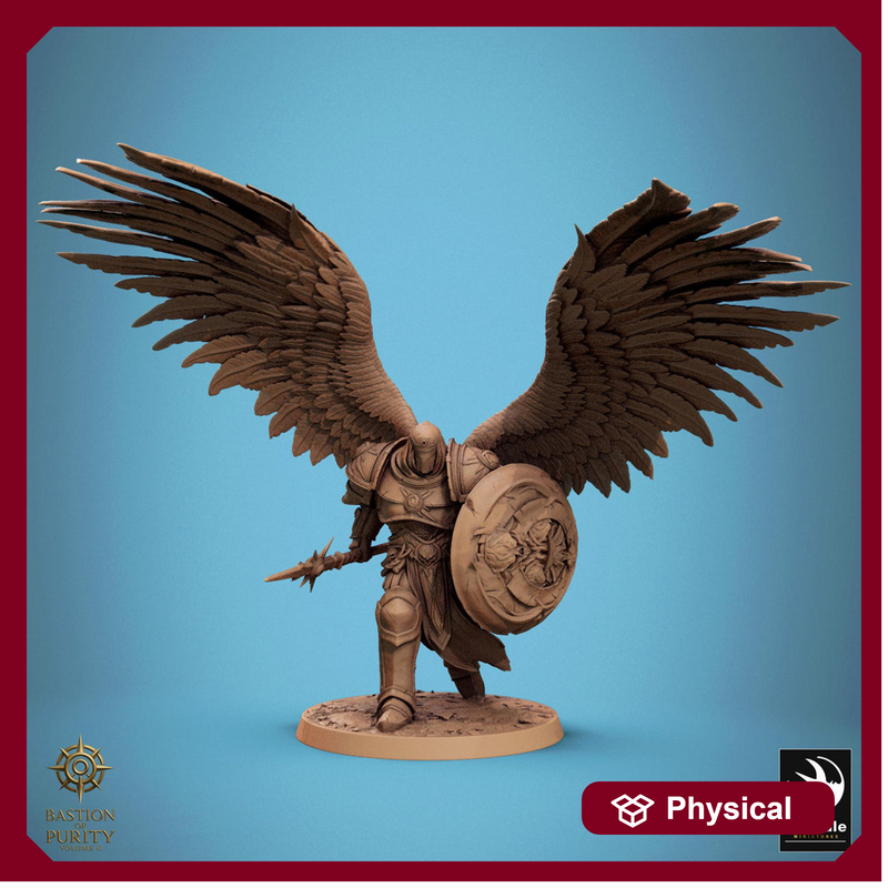 Aasimar Paladin, Angel, Solar,Spear n Shield, DnD 5e Unpainted Miniature| 28mm, 32mm,54mm,75mm,100mm Scales | Dungeons & Dragons |Pathfinder - Only-Games