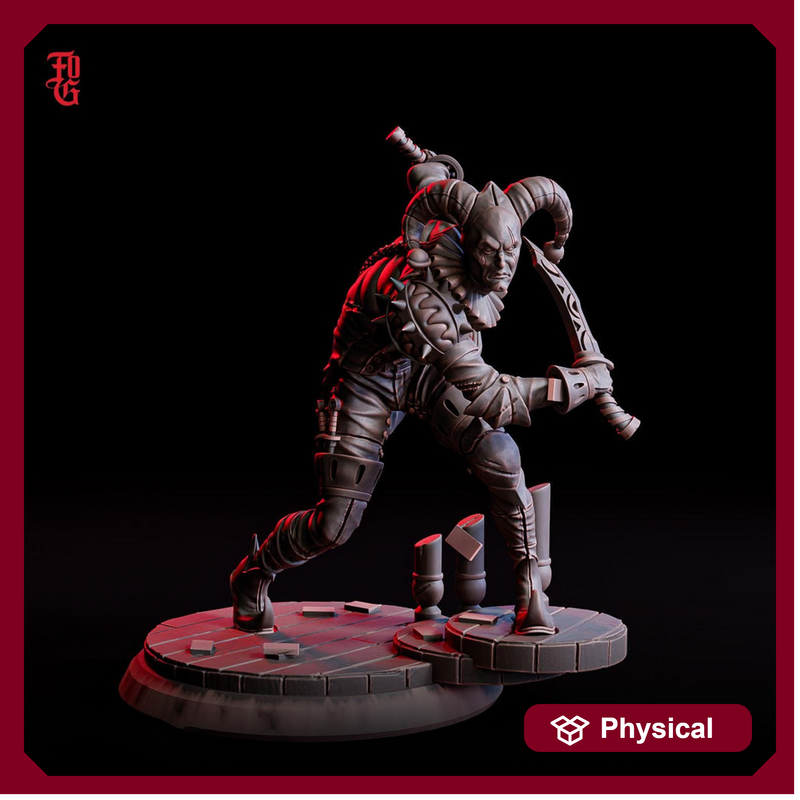 Human Jester Rogue, Thief, Assassin, Arcane Trickster | 28mm,32mm,54mm,75mm,100mm Scale Resin Miniature | Dungeons & Dragons |Flesh of Gods - Only-Games