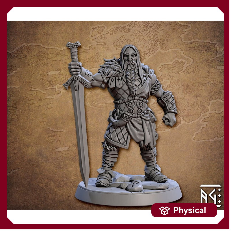 Northman Ranger Fighter w/ Claymore | 28mm, 32mm, 54mm,75mm,100mm Scale Resin Miniature Dungeons and Dragons D&D Pathfinder | Artisan Guild - Only-Games