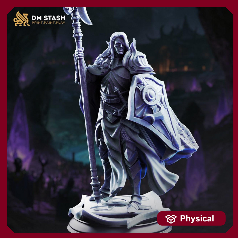 Dark Elf Miniature | Fighter Paladin Knight with Shield | UNPAINTED Resin DnD Pathfinder - Only-Games