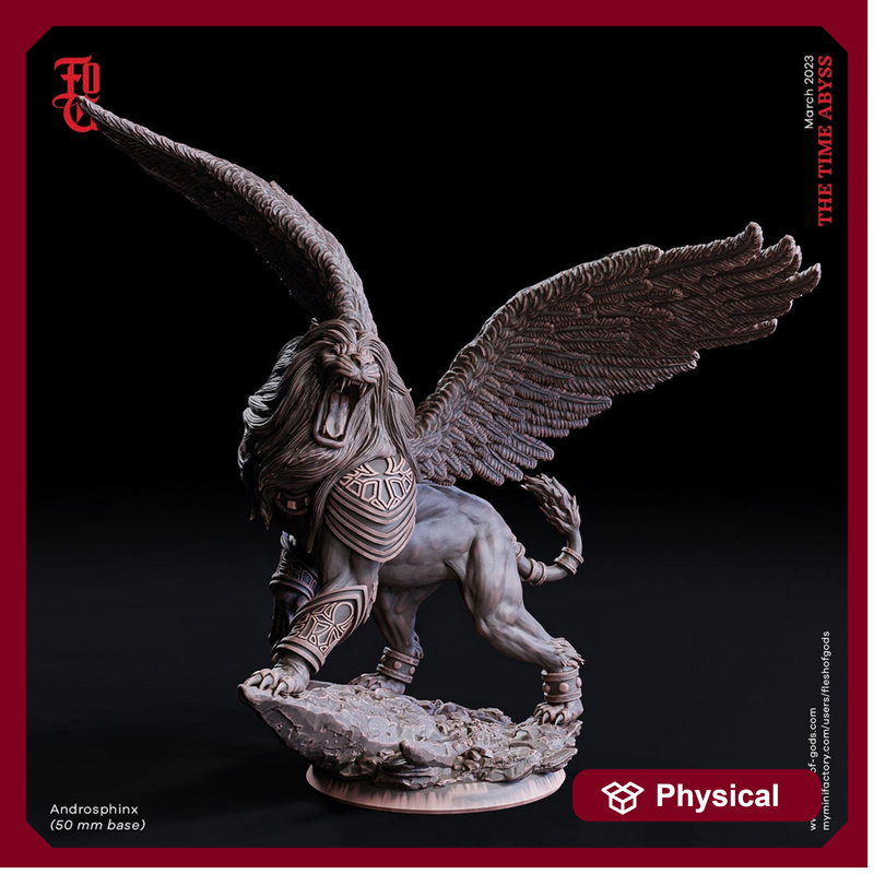 Androsphinx, Winged Lion | 28mm,32mm, 54mm, 75mm scale | D&D 5e Miniature | Dungeons and Dragons Monster Miniature | Flesh of Gods| - Only-Games