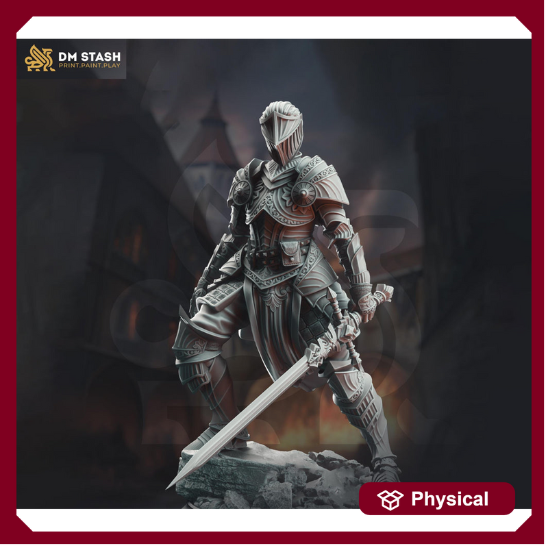 Female Paladin, Fighter Sword and Plate Armor D&D 5e Mini | 28mm, 32mm,54mm,75mm,100mm Scales | Dungeons and Dragons Pathfinder | DM Stash - Only-Games