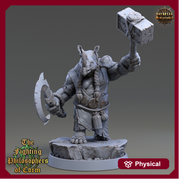 Rhinokin, Rhino-folk Warrior  Scales: 28mm, 32mm,54mm,75mm | D&D 5e Megaboss | Dungeons and Dragons | Pathfinder | Daybreak Miniatures - Only-Games