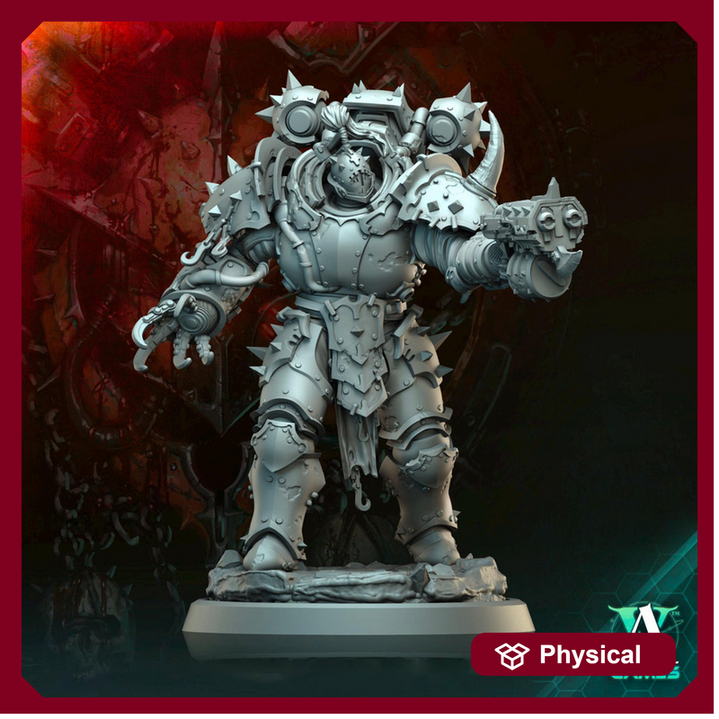 Sci-Fi Miniature Chaos Space Knight, Hellscape Praetorian | 28mm,32mm, 54mm, 75mm,100mm Scales | Resin Mini | Archvillain Games - Only-Games