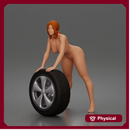 naked woman Pushing Tire