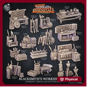 Blacksmith Workshop Set Scatter Props Terrain | Resin 28mm, 32mm Scales | Dungeons &  Dragons 5e Miniature | Pathfinder RPG Tabletop DnD - Only-Games