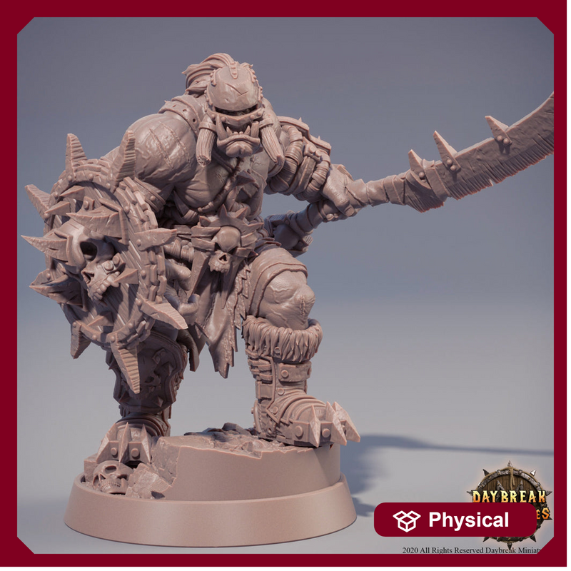 Orc War Chief | Orc barbarian | Half-orc | Megaboss | Dungeons and Dragons | 28mm | 32mm|54mm| 75mm|100mm tall Pathfinder | Barbarian| - Only-Games