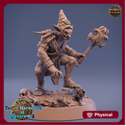 Goblin Shaman Mace Fighter | DnD Miniatures | Dungeons and Dragons | 28mm, 32mm, 75mm scale| Pathfinder| Goblin Figure | Daybreak Miniatures - Only-Games