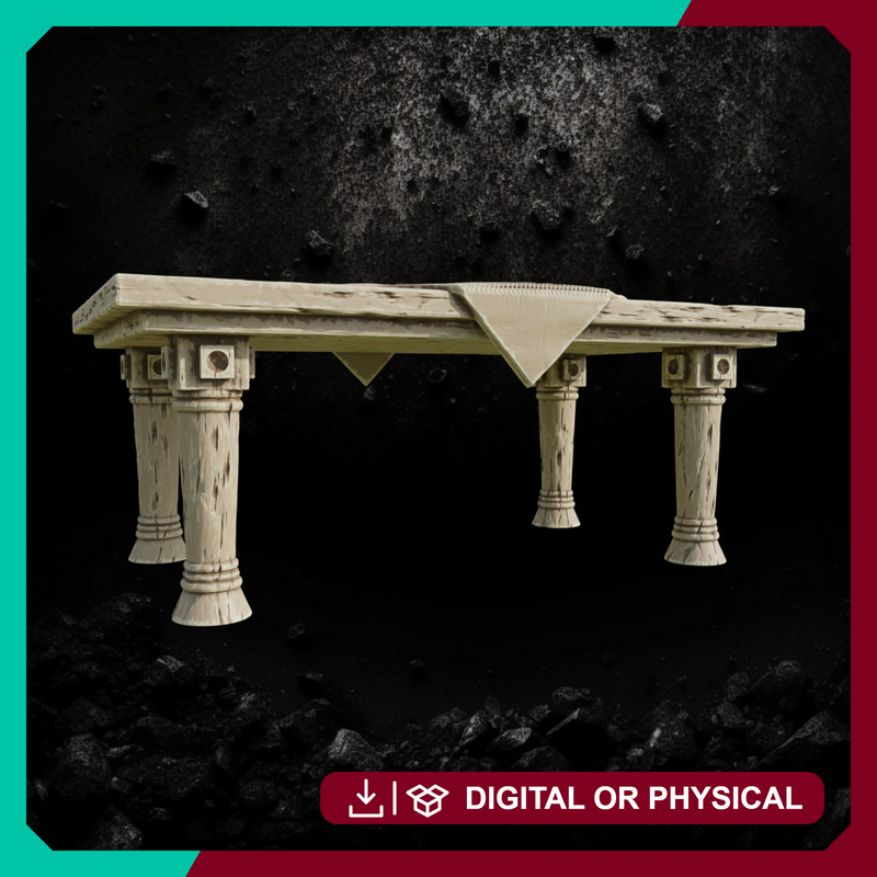 Wood Table 8 - Tabletop Furniture Terrain STL, DnD & Wargaming Scenery
