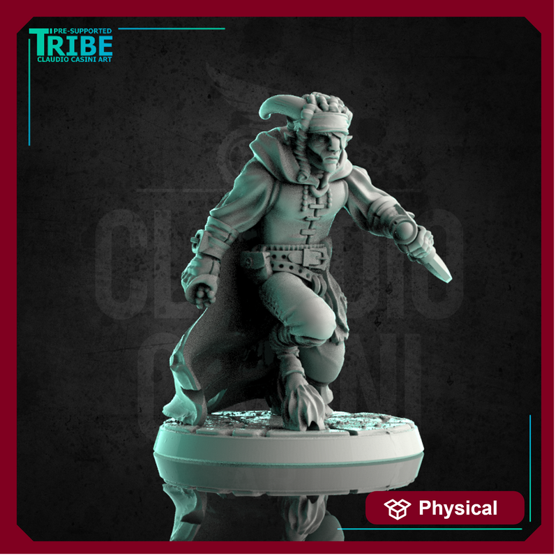 (0184) Satyr faun male thief thief assassin pirate with cloak and treasure